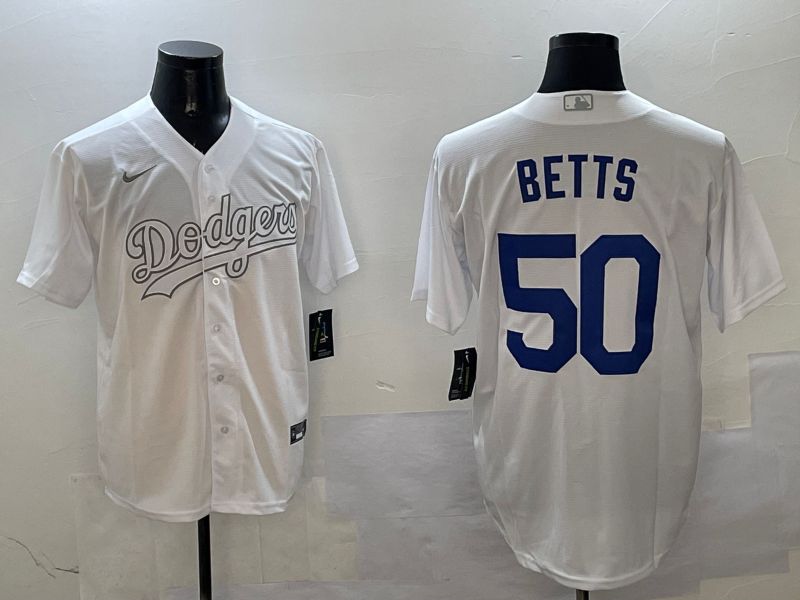 Men Los Angeles Dodgers 50 Betts White Fashion Edition Game 2025 Nike MLB Jersey style 1